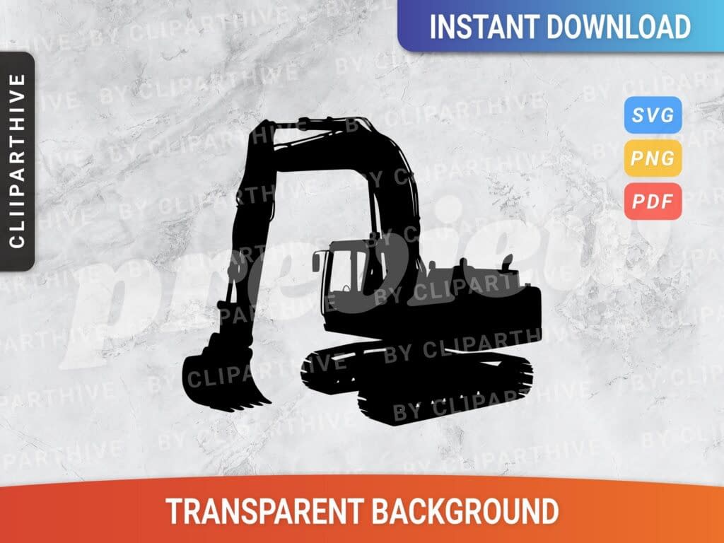 Excavator Construction Equipment Silhouette SVG for Cricut & Laser ...