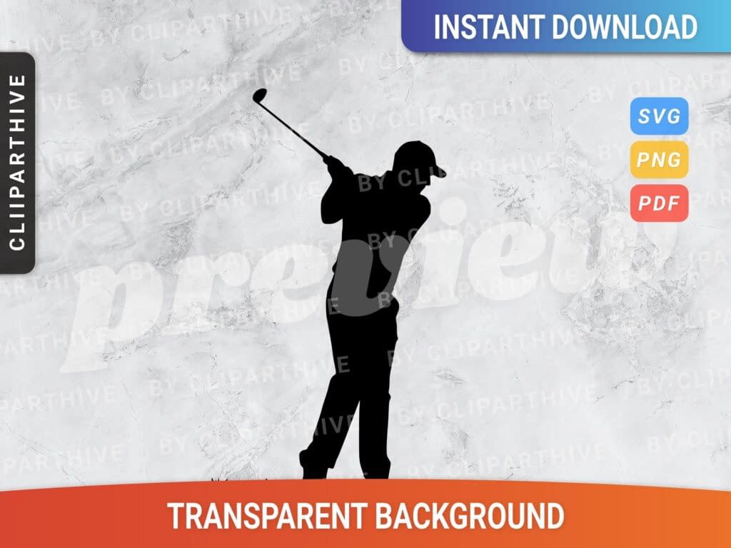 Golfer Silhouette SVG - Golf Club Swing Motion Graphic | ClipArtHive