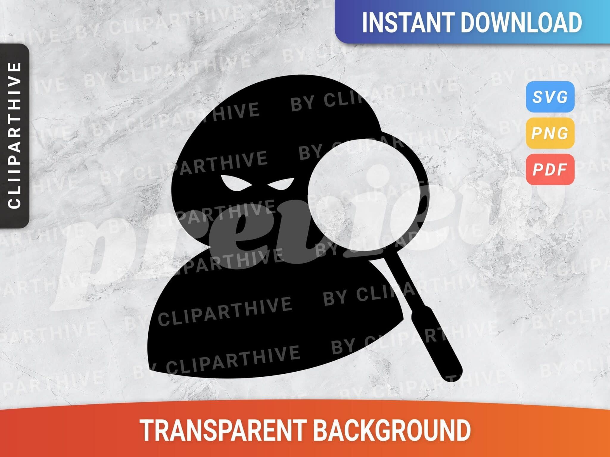 Hacker Silhouette with Magnifying Glass Icon - Digital Clipart & SVG ...
